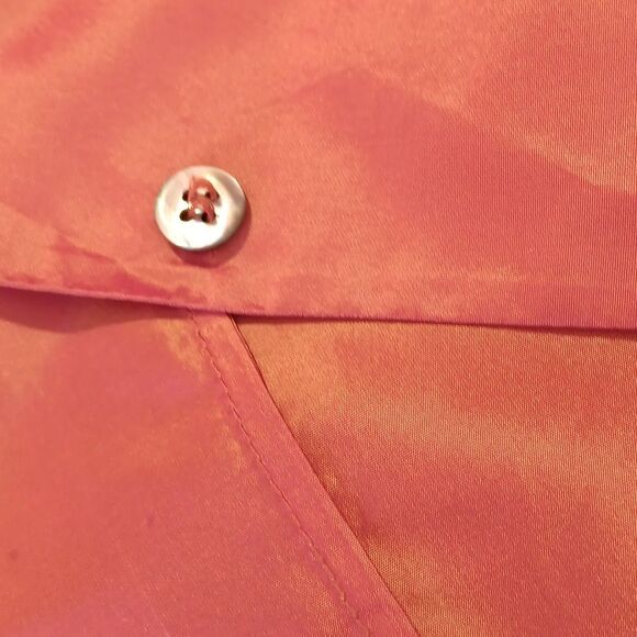 Anne Klein Vibrant Orange/Persimmon Silk Blouse. Dupioni. Versatile - Picture 11 of 11